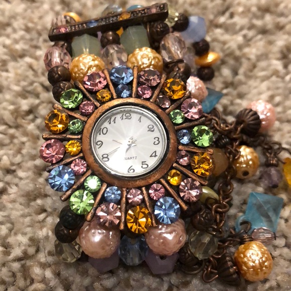 Rhinestone Face Watch With Beads - Picture 2 of 6